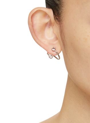 模特儿示范图 - 点击放大 - JUSTINE CLENQUET - Maxine Palladium Plated Pink Crystal Earrings Crystal