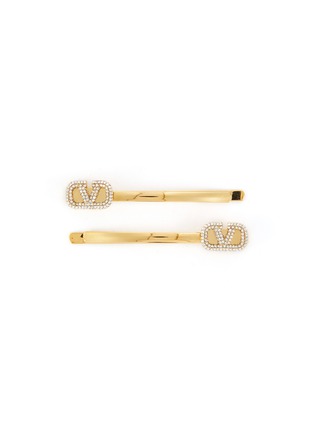 首图 - 点击放大 - VALENTINO GARAVANI - Vlogo Swarovski Crystal Brass Hair Clips