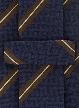 细节 - 点击放大 - STEFANOBIGI MILANO - 斜条纹混真丝领带