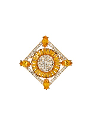 首图 - 点击放大 - LANE CRAWFORD VINTAGE ACCESSORIES - Weiss Diamante Stone Gold Toned Art Deco Square Brooch