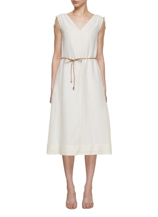 首图 - 点击放大 - PESERICO - Gather Shoulder Linen Cotton Dress