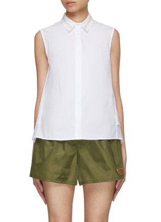 首图 - 点击放大 - PESERICO - Sleeveless Asymmetrical Hem Poplin Shirt
