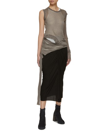 模特儿示范图 - 点击放大 - RICK OWENS - 收褶包裹式半身裙
