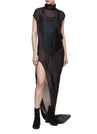 模特儿示范图 - 点击放大 - RICK OWENS - 半透明侧开衩连衣裙