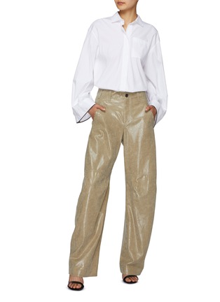 模特儿示范图 - 点击放大 - BRUNELLO CUCINELLI - 真皮长裤