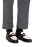 模特儿示范图 - 点击放大 - THOM BROWNE - 拼色真皮乐福鞋