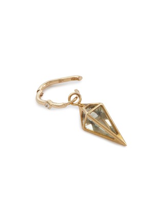 细节 - 点击放大 - MÉTIER BY TOMFOOLERY - Point Diamond Crystal 9K Gold Short Pendulum Oval Clicker Hoop Single Earring