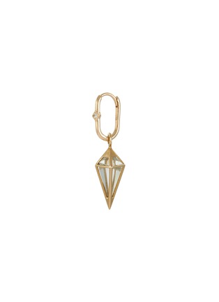 首图 - 点击放大 - MÉTIER BY TOMFOOLERY - Point Diamond Crystal 9K Gold Short Pendulum Oval Clicker Hoop Single Earring