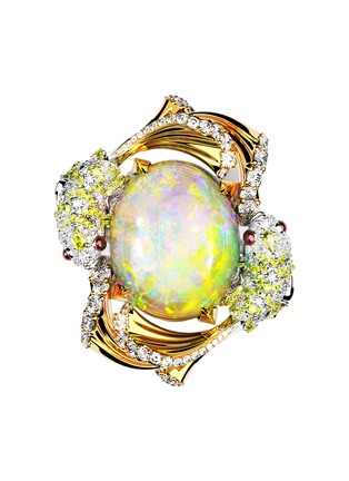 首图 - 点击放大 - MING SONG HAUTE JOAILLERIE - Galaxy Selva 14K Gold Diamond Pearl Ruby Opal Ring — HK 13