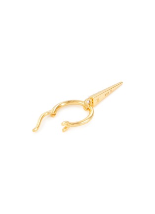 细节 - 点击放大 - MISSOMA - Mini 18K Gold Plated Brass Pave Spike Charm Hoop Earrings