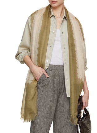 模特儿示范图 - 点击放大 - JANE CARR - 拼色混羊绒须边围巾