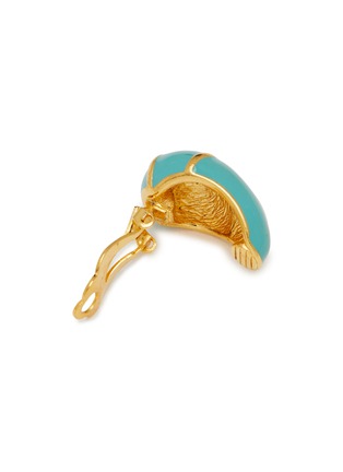 细节 - 点击放大 - LANE CRAWFORD VINTAGE ACCESSORIES - Joan Rivers Gold Tone Turquoise Enamel Diamante Clip On Earrings