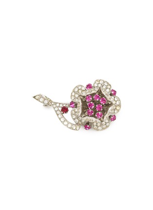 首图 - 点击放大 - LANE CRAWFORD VINTAGE ACCESSORIES - Schoffel Austria Rhodium Diamante Pink Flower 3D Brooch