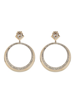 首图 - 点击放大 - LANE CRAWFORD VINTAGE ACCESSORIES - Jomaz Gold Tone Diamante Hoop Clip On Earrings