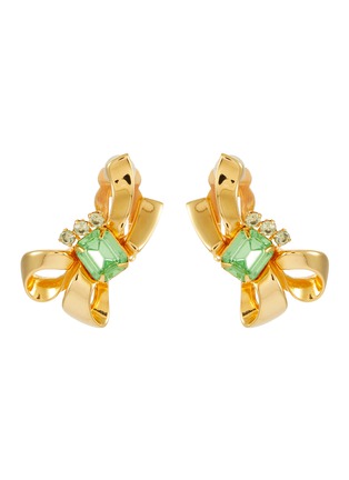 首图 - 点击放大 - LANE CRAWFORD VINTAGE ACCESSORIES - JR Gold Tone Green Diamante Emerald Clip On Earrings