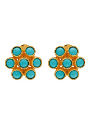 首图 - 点击放大 - LANE CRAWFORD VINTAGE ACCESSORIES - Cadoro Gold Tone Faux Turquoise Earrings