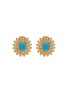 首图 - 点击放大 - LANE CRAWFORD VINTAGE ACCESSORIES - Scaasi Gold Tone Diamante Faux Turquoise Clip On Earrings