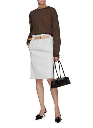 模特儿示范图 - 点击放大 - PRADA - 腰带饰纸袋半裙