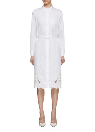 首图 - 点击放大 - MARELLA - Belted Broderie Anglaise Hem Shirt Dress