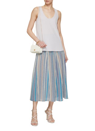 模特儿示范图 - 点击放大 - MARELLA - Stripe Lurex Knit Skirt