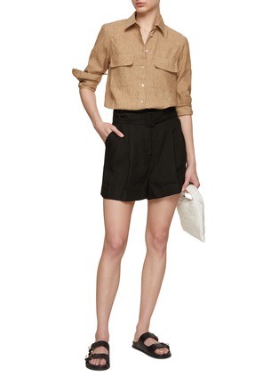 模特儿示范图 - 点击放大 - MARELLA - Belted Linen Shorts