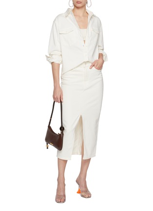 模特儿示范图 - 点击放大 - GOOD AMERICAN - Front Slit Midi Skirt