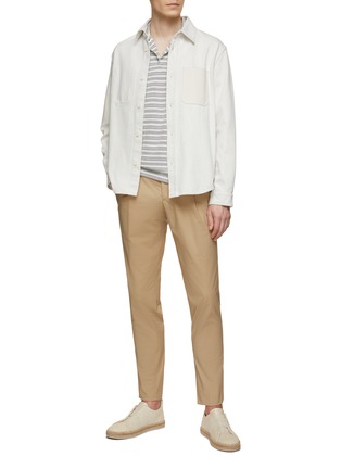 模特儿示范图 - 点击放大 - ZEGNA - Striped Honeycomb Cotton Polo T-Shirt