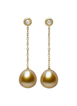 首图 - 点击放大 - JEWELMER - Champagne 18K Gold Golden South Sea Pearl Diamond Earrings