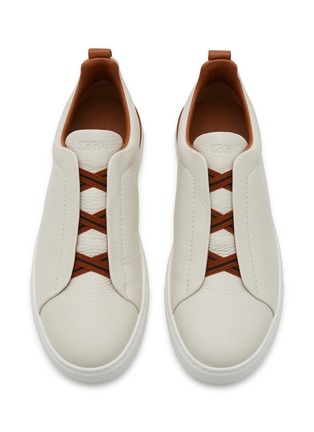 细节 - 点击放大 - ERMENEGILDO ZEGNA - Triple Stitch Leather Low Top Sneakers