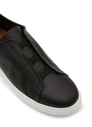细节 - 点击放大 - ERMENEGILDO ZEGNA - Triple Stitch Leather Low Top Sneakers