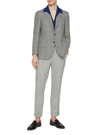 模特儿示范图 - 点击放大 - RING JACKET - Notch Lapel Check Wool Blazer