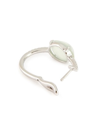 细节 - 点击放大 - EMMAR - 18K White Gold Diamond Jade Hoop Earrings