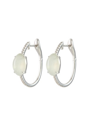 首图 - 点击放大 - EMMAR - 18K White Gold Diamond Jade Hoop Earrings