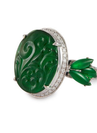 细节 - 点击放大 - EMMAR - 18K White Gold Diamond Jade Ring — HK 14.5