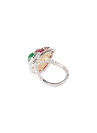 模特儿示范图 - 点击放大 - EMMAR - Jade Rubellite Diamond 18K White & Yellow Gold Ring — HK 14.5
