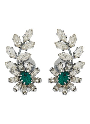 首图 - 点击放大 - LANE CRAWFORD VINTAGE ACCESSORIES - Diamante Austrian Flower Silver Toned Metal Clip On Earrings