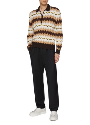 模特儿示范图 - 点击放大 - MISSONI - Zigzag Zip Up Cotton Wool Polo