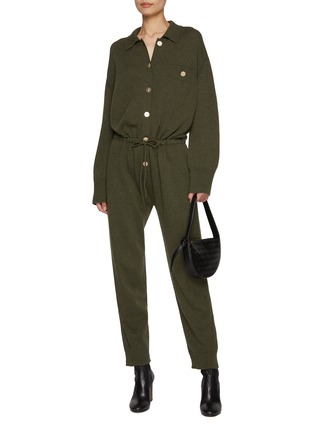 模特儿示范图 - 点击放大 - BARRIE - Button Up Cashmere Jumpsuit