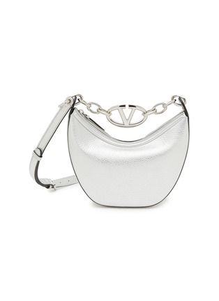 首图 - 点击放大 - VALENTINO GARAVANI - Mini VLogo Moon Hobo Metallic Calfskin Shoulder Bag