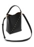 细节 - 点击放大 - VALENTINO GARAVANI - Small Platinum Diagonal Mini Stud Leather Bucket Bag