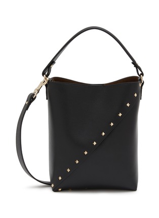 首图 - 点击放大 - VALENTINO GARAVANI - Small Platinum Diagonal Mini Stud Leather Bucket Bag