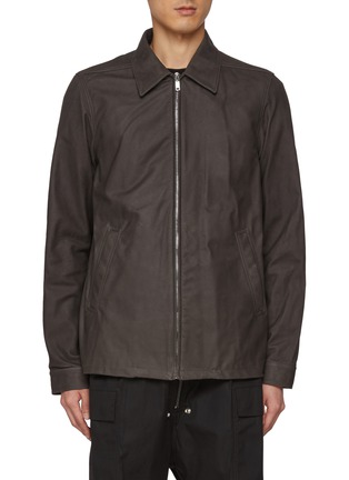 首图 - 点击放大 - RICK OWENS - Brad Point Collar Strap Detail Leather Jacket