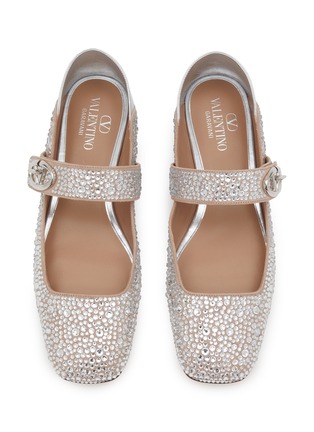 细节 - 点击放大 - VALENTINO GARAVANI - VLogo Embellished Leather Ballerina Flats