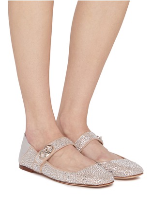 模特儿示范图 - 点击放大 - VALENTINO GARAVANI - VLogo Embellished Leather Ballerina Flats