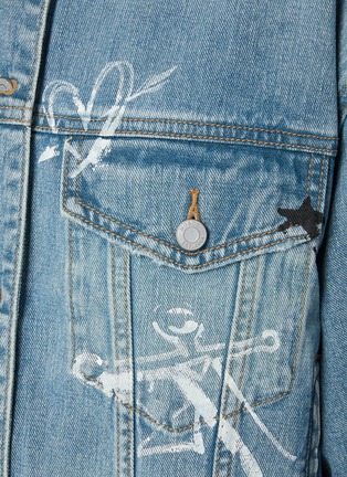  - MO&CO. - Graffiti Print Medium Washed Denim Jacket