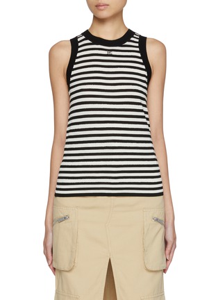 首图 - 点击放大 - MO&CO. - Striped Logo Trim Tank Top