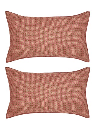 首图 –点击放大 - SOCIETY LIMONTA - Nap Grid Printed Ramie Pillowcase Set of 2 — Fucsia