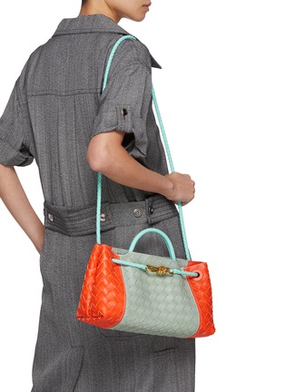 模特儿示范图 - 点击放大 - BOTTEGA VENETA - ANDIAMO 小号拼色编织手提包