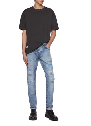 模特儿示范图 - 点击放大 - WASHI - Colour Stitch Detail Jeans