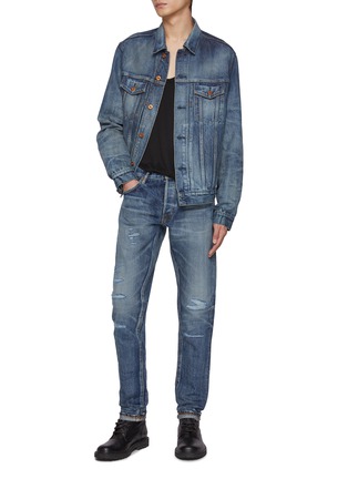 模特儿示范图 - 点击放大 - WASHI - Hishi Jyugoya Cotton Washi Paper Jeans